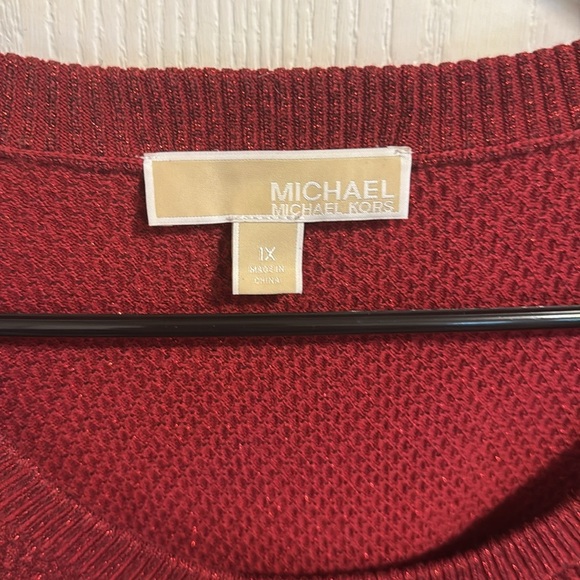 Michael Kors Maroon Red W/Shimmer Size 1X Long Sleeved Sweater Soft Comfortable - Picture 5 of 9